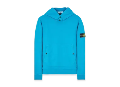 Stone Island 61720 Brushed Cotton Fleece Garment Dyed Crewneck Hooded Sweatshirt - 23FW "Turquoise"