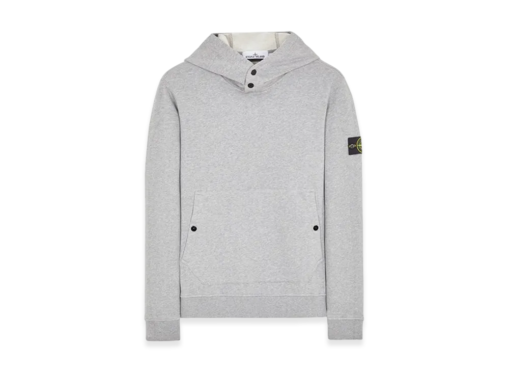 Stone Island 61720 Brushed Cotton Fleece Garment Dyed Crewneck Hooded Sweatshirt - 23FW "Light Grey"