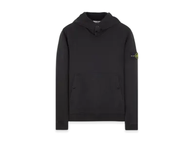 Stone Island 61720 Brushed Cotton Fleece Garment Dyed Crewneck Hooded Sweatshirt - 23FW "Black"