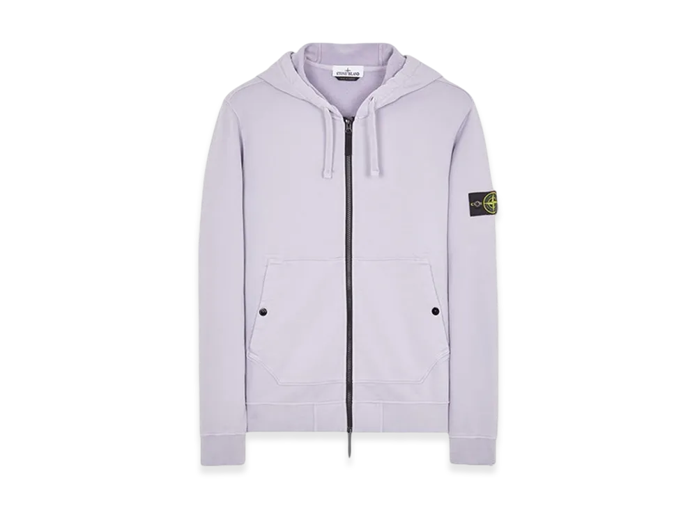 Stone Island 61620 Brushed Cotton Fleece Garment Dyed Full Zip Hooded Sweatshirt - 23FW "Lavender"