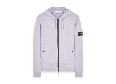 Stone Island 61620 Brushed Cotton Fleece Garment Dyed Full Zip Hooded Sweatshirt - 23FW "Lavender"
