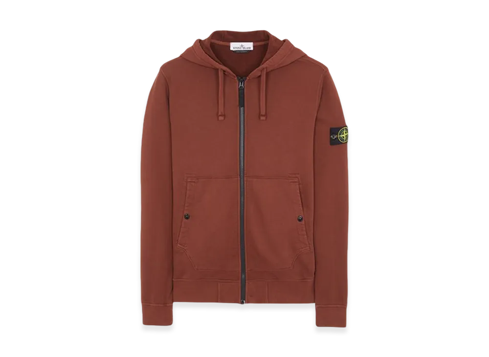 Stone Island 61620 Brushed Cotton Fleece Garment Dyed Full Zip Hooded Sweatshirt - 23FW "Chestnut Brown"
