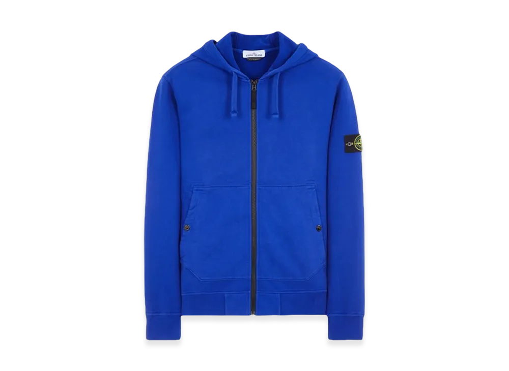 Stone Island 61620 Brushed Cotton Fleece Garment Dyed Full Zip Hooded Sweatshirt - 23FW "Ultramarine Blue"