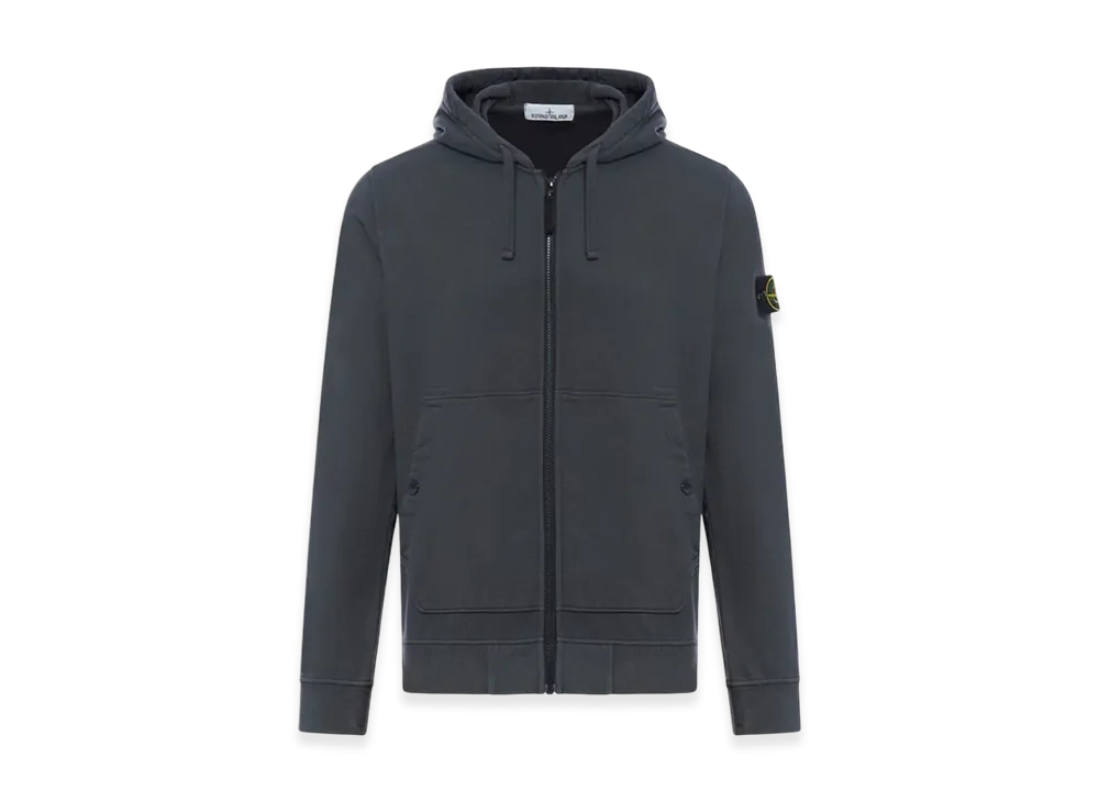 Stone Island 61620 Brushed Cotton Fleece Garment Dyed Full Zip Hooded Sweatshirt - 23FW "Lead"