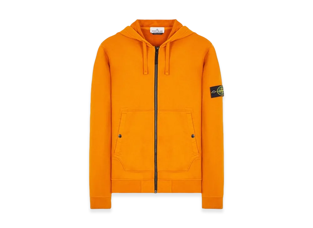 Stone Island 61620 Brushed Cotton Fleece Garment Dyed Full Zip Hooded Sweatshirt - 23FW "Rust"