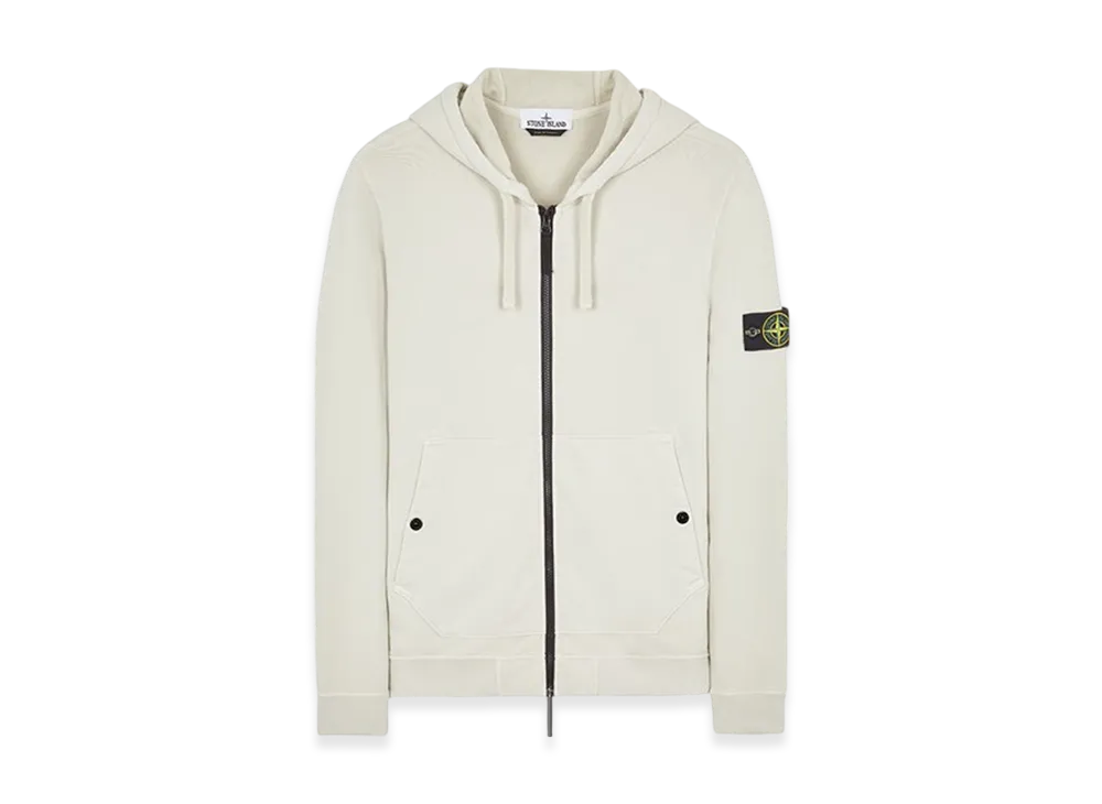 Stone Island 61620 Brushed Cotton Fleece Garment Dyed Full Zip Hooded Sweatshirt - 23FW "Stucco"