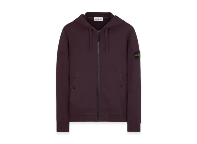 Stone Island 61620 Brushed Cotton Fleece Garment Dyed Full Zip Hooded Sweatshirt - 23FW "Dark Burgundy"