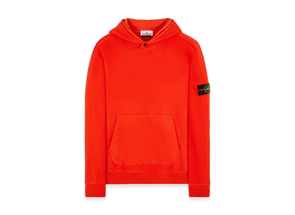 Stone Island 61252 Garment Dyed Stretch Cotton Fleece Hooded Sweatshirt - 23FW "Lobster Red"