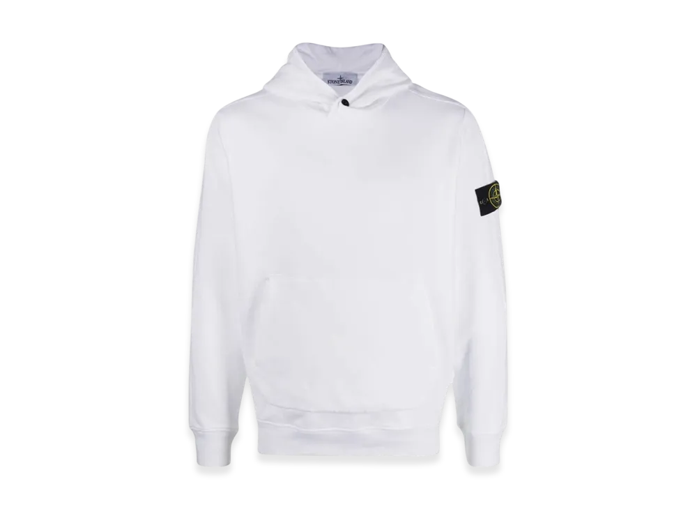 Stone Island 61252 Garment Dyed Stretch Cotton Fleece Hooded Sweatshirt - 23FW "White"