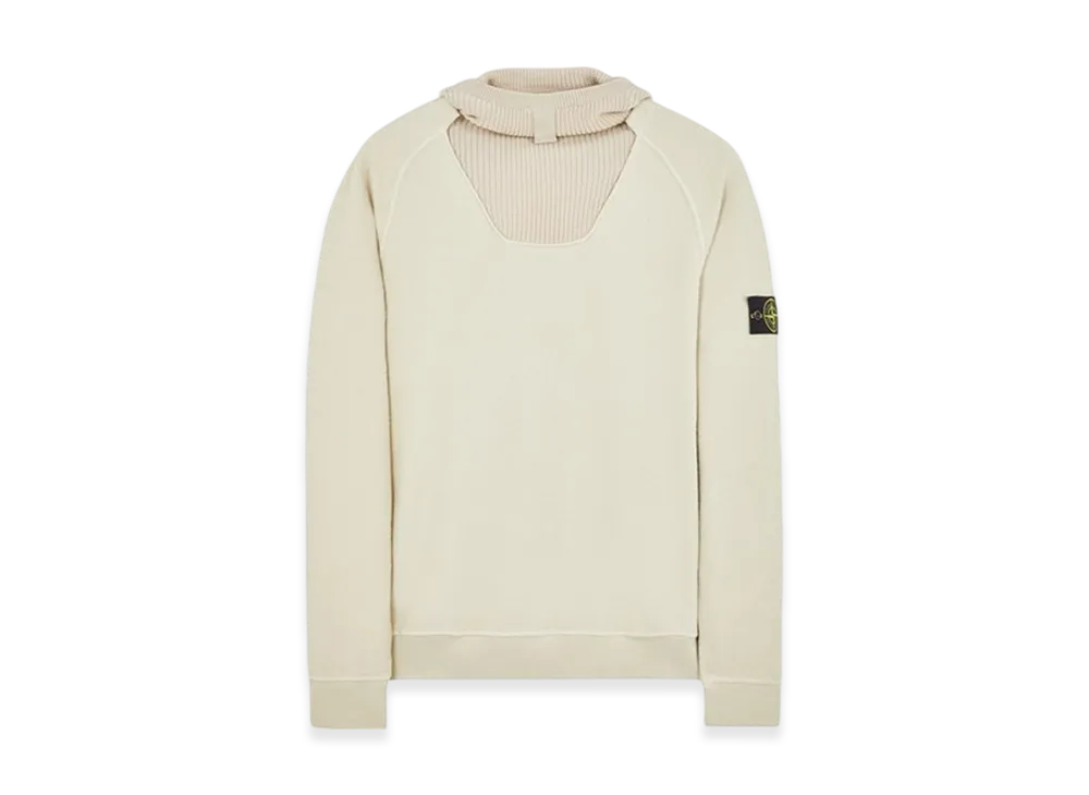 Stone Island 61054 Garment Dyed Gauzed Cotton Nylon Fleece Hooded Sweatshirt - 23FW "Stucco"