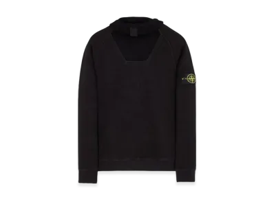 Stone Island 61054 Garment Dyed Gauzed Cotton Nylon Fleece Hooded Sweatshirt - 23FW "Black"