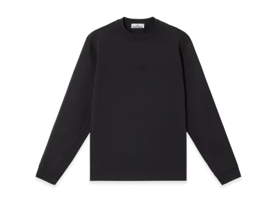 Stone Island 6100667 Cotton Fleece Crewneck Sweatshirt with Logo Embroidery and Ribbing - 25SS "Black"