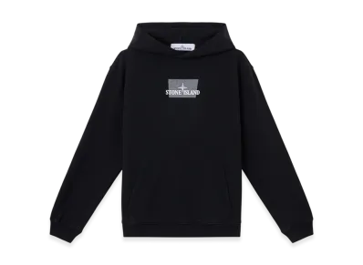 Stone Island 6100660 Cotton Fleece Oversized Fit Hooded Sweatshirt with Grid Print Two Motif - 25SS "Black"