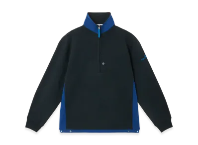 Stone Island 6100016 Cotton Fleece Oversized Fit Half Zip Sweatshirt with Two-Tone Panel Construction - 25SS "Navy Blue"