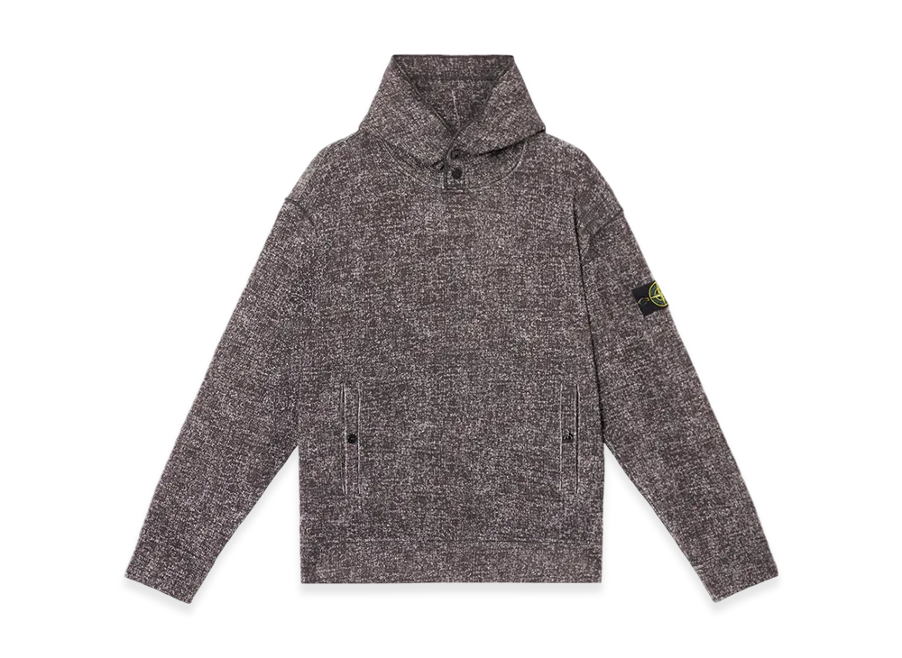 Stone Island 6100010 Vanise Heavy Cotton Jersey Oversized Fit Hooded Sweatshirt with Structure Re-Printed Print - 25SS "Burgundy"