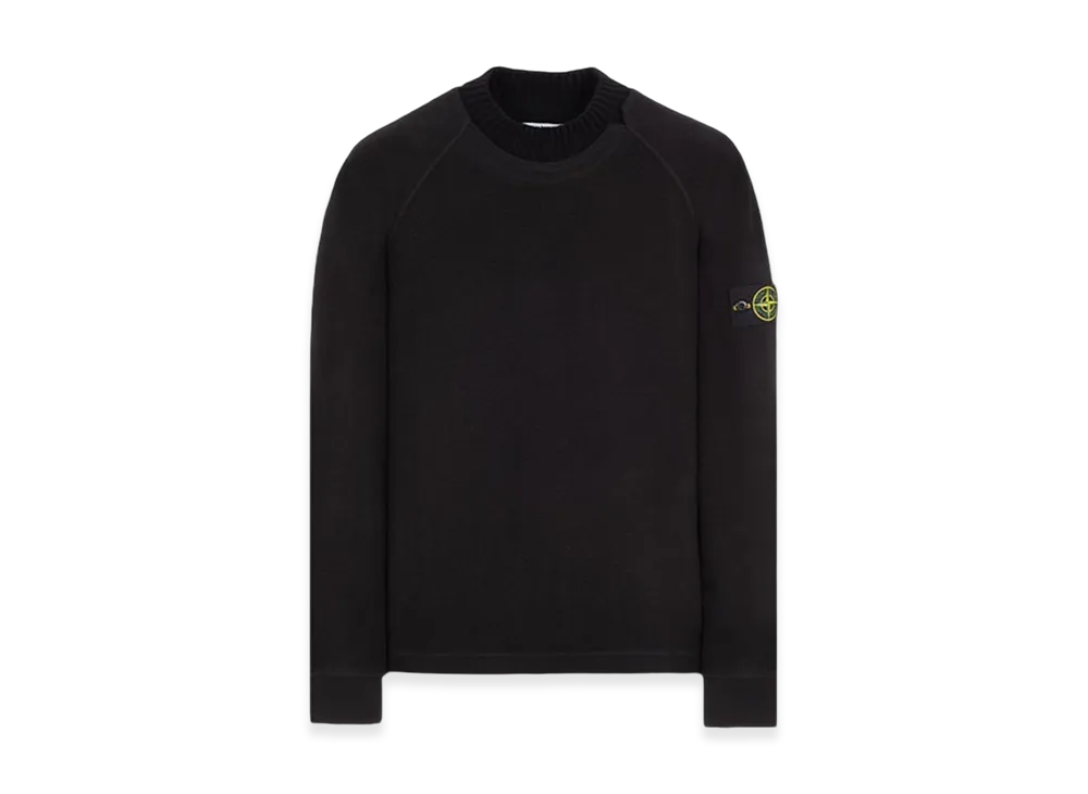 Stone Island 60954 Garmendt Dyed Gauzed Cotton Nylon Fleece Mock Turtleneck Sweatshirt - 23FW "Black"