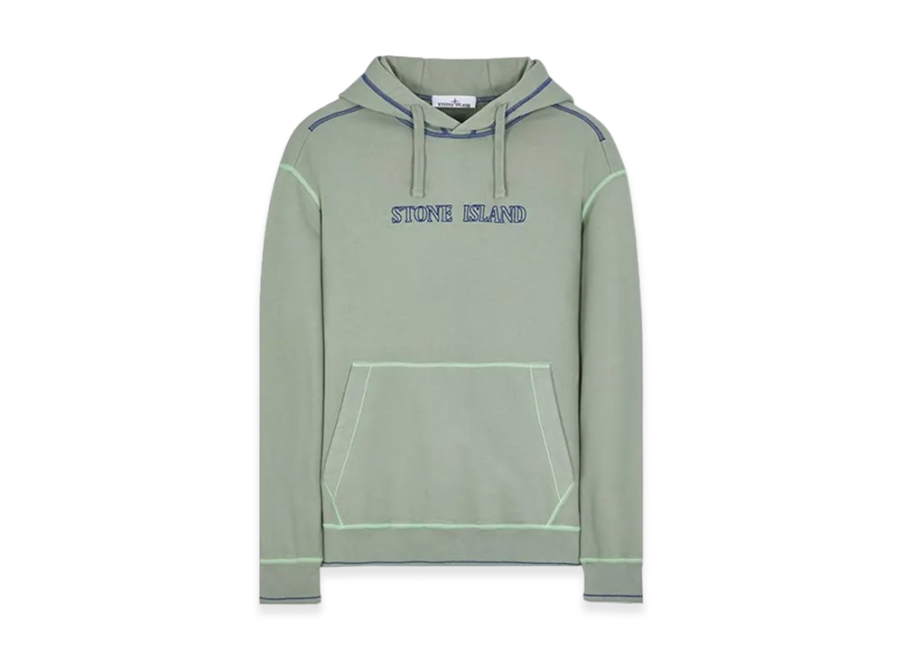 Stone Island 60678 Brushed Cotton Fleece Hooded Sweatshirt - 23FW "Sage Green"