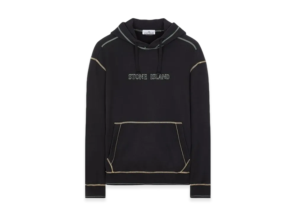 Stone Island 60678 Brushed Cotton Fleece Hooded Sweatshirt - 23FW "Black"