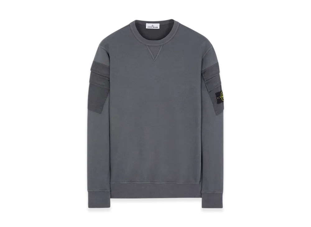 Stone Island 60577 Brushed Cotton Fleece Garment Dyed Double Pocket Crewneck Sweatshirt - 23FW "Lead"