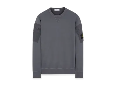 Stone Island 60577 Brushed Cotton Fleece Garment Dyed Double Pocket Crewneck Sweatshirt - 23FW "Lead"