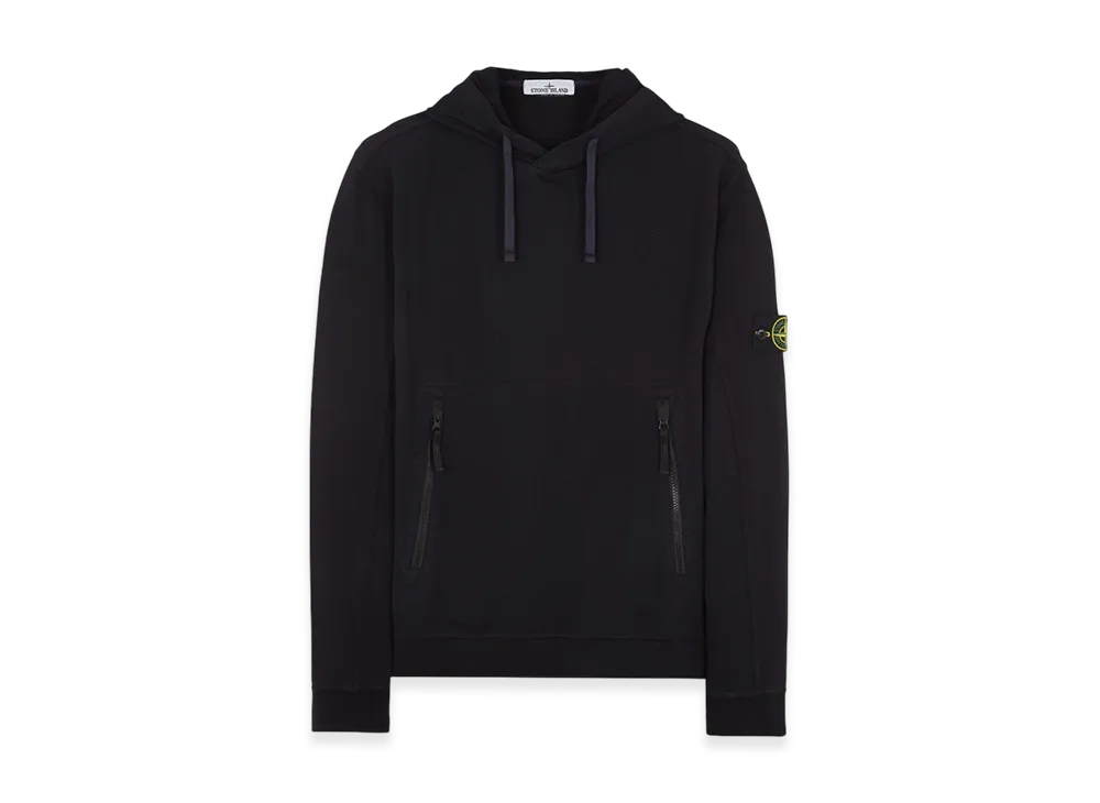 Stone Island 60452 Stretch Cotton Fleece Garment dyed Hooded Sweatshirt - 23SS "Navy Blue"