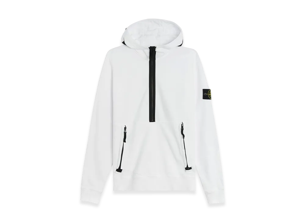 Stone Island 60451 Garment Dyed Half Zip Hooded Sweatshirt - 21SS "White"