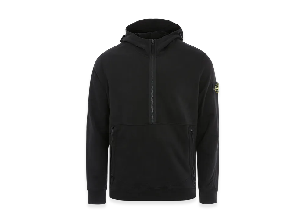 Stone Island 60451 Garment Dyed Half Zip Hooded Sweatshirt - 21SS "Black"
