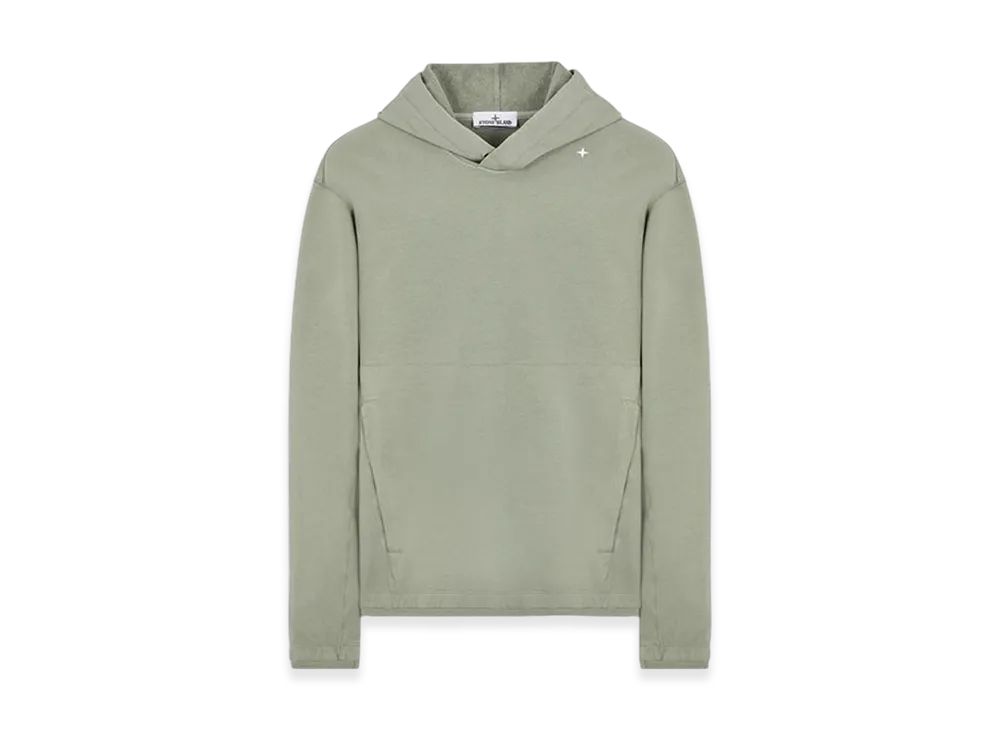 Stone Island 602G5 Stellina Super Stretch Cotton Fleece Hooded Sweatshirt - 23FW "Sage Green"