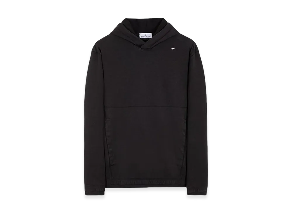 Stone Island 602G5 Stellina Super Stretch Cotton Fleece Hooded Sweatshirt - 23FW "Black"