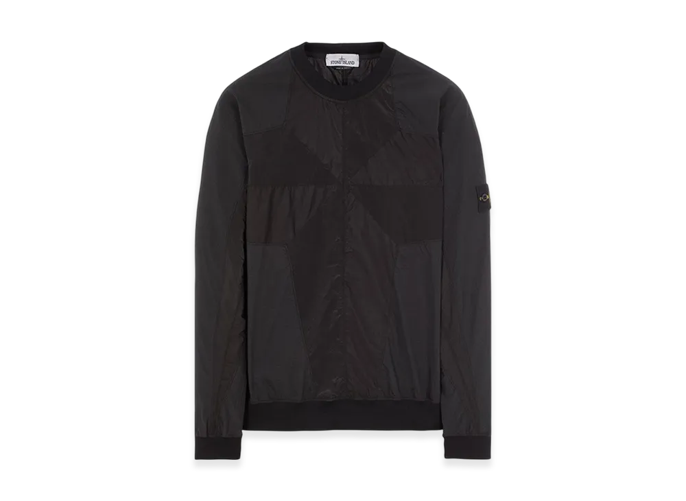 Stone Island 60254 Cotton Nylon Ripstop Star Inlay Garment Dyed Sweatshirt - 22SS "Black"