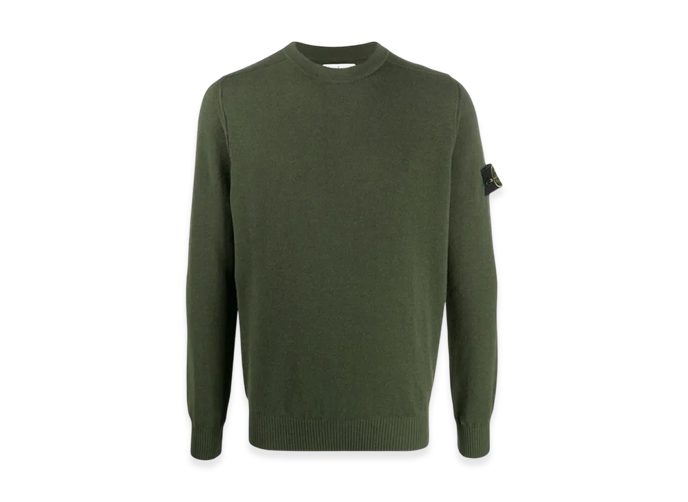 Stone Island 591A1 Stretch Wool Crewneck Knit - 20FW "Dark Green"