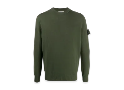 Stone Island 591A1 Stretch Wool Crewneck Knit - 20FW "Dark Green"