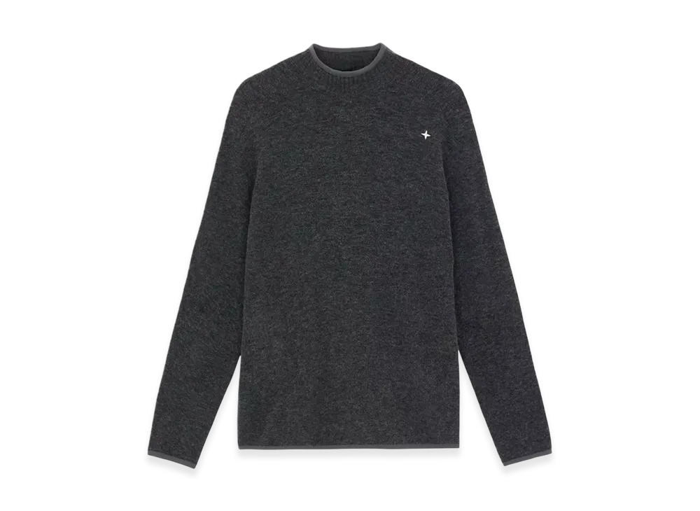Stone Island 570GA Gauzed Effect Wool Blend Stone Island Stellina Mock-Neck Sweater with Ribbed Details - 24FW "Lead Grey"