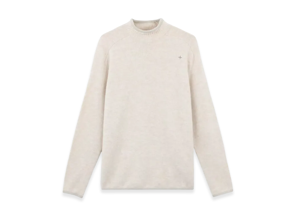 Stone Island 570GA Gauzed Effect Wool Blend Stone Island Stellina Mock-Neck Sweater with Ribbed Details - 24FW "Sand"