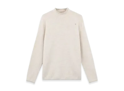 Stone Island 570GA Gauzed Effect Wool Blend Stone Island Stellina Mock-Neck Sweater with Ribbed Details - 24FW "Sand"