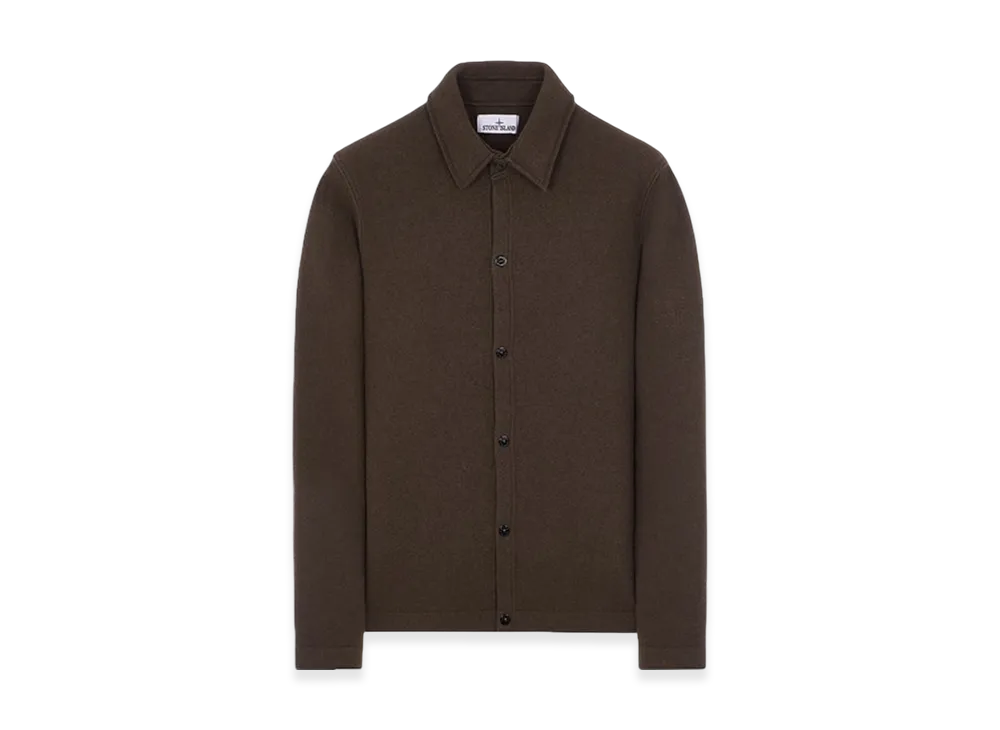 Stone Island 565A7 Pure Felted Wool Knit Overshirt - 23FW "Olive Green"