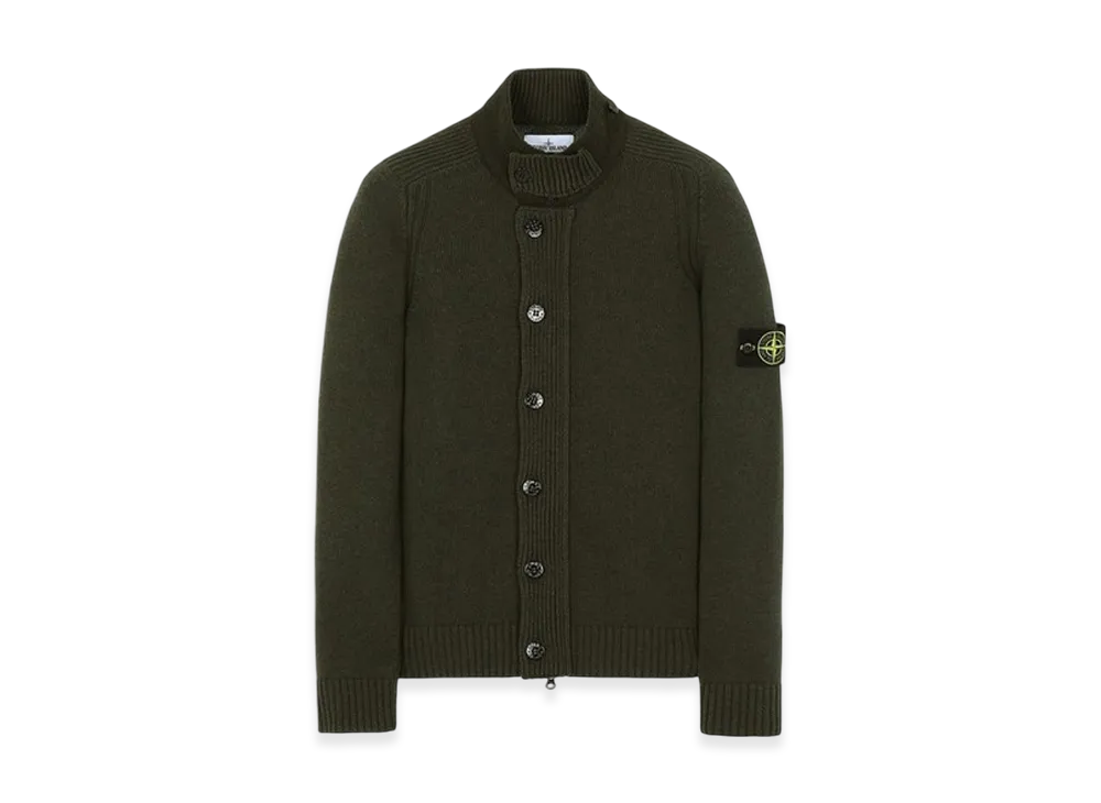 Stone Island 564A3 Lambswoool Cardigan - 20FW "Dark Green"