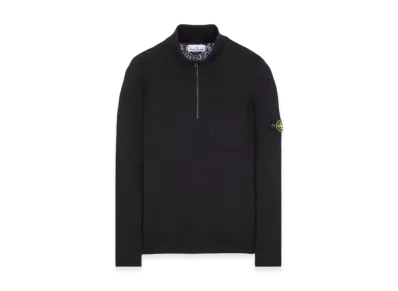 Stone Island 563B1 Uneven Cotton Half Zip Up Knit - 24SS "Black"