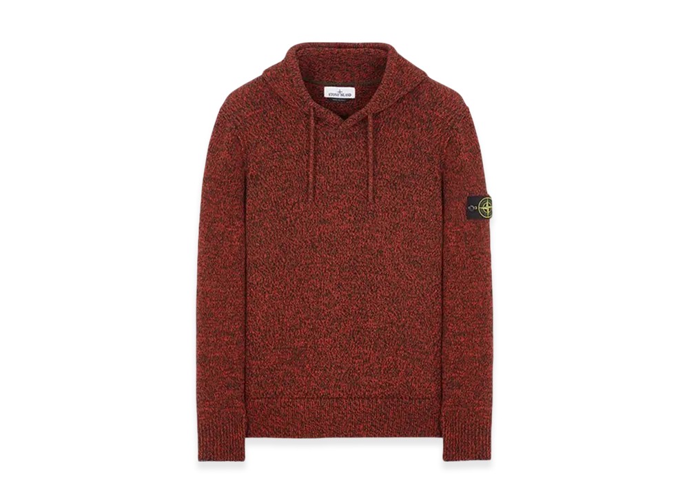 Stone Island 559A4 Three-Color Mouline Lambswool Hooded Knit - 23FW "Lobster Red"