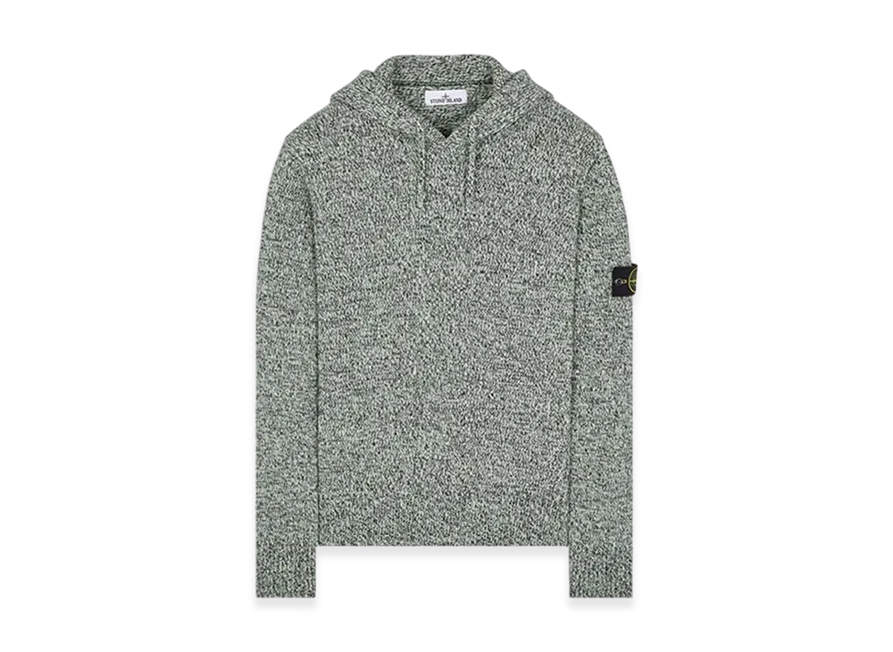 Stone Island 559A4 Three Color Mouline Lambswool Hooded Knit - 23FW "Light Green"