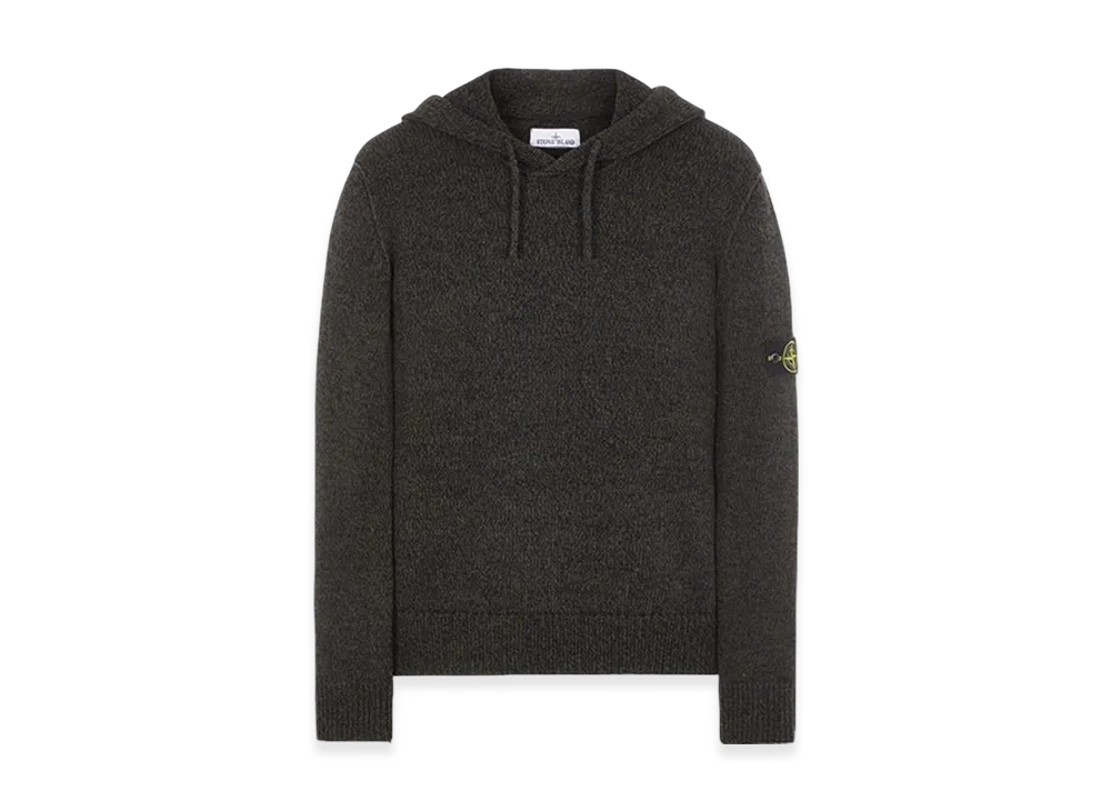 Stone Island 559A4 Three-Color Mouline Lambswool Hooded Knit - 23FW "Black"