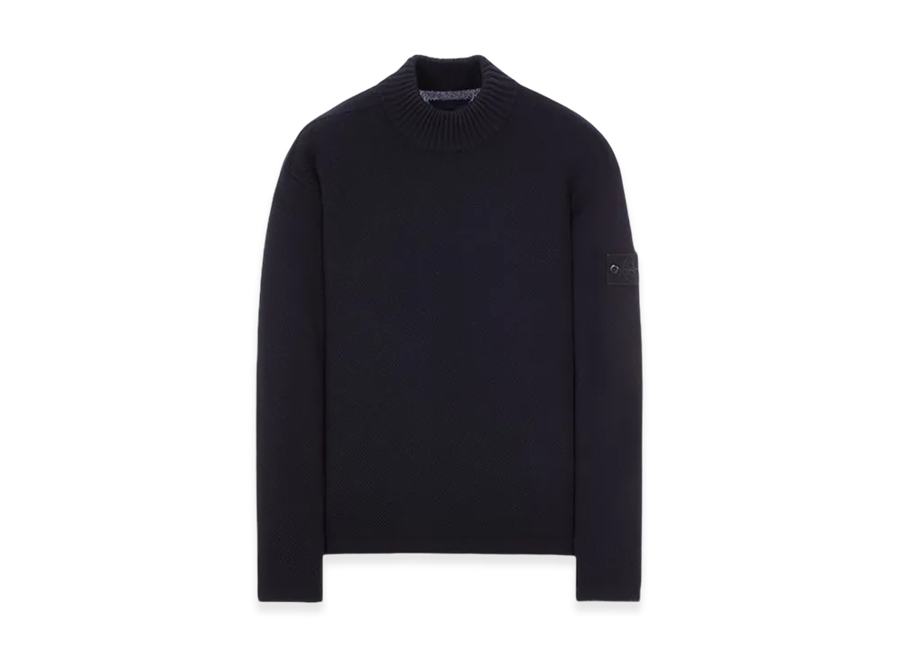 Stone Island 558FA Ghost Piece Geelong Wool Mock Neck Knit - 23FW "Navy Blue"