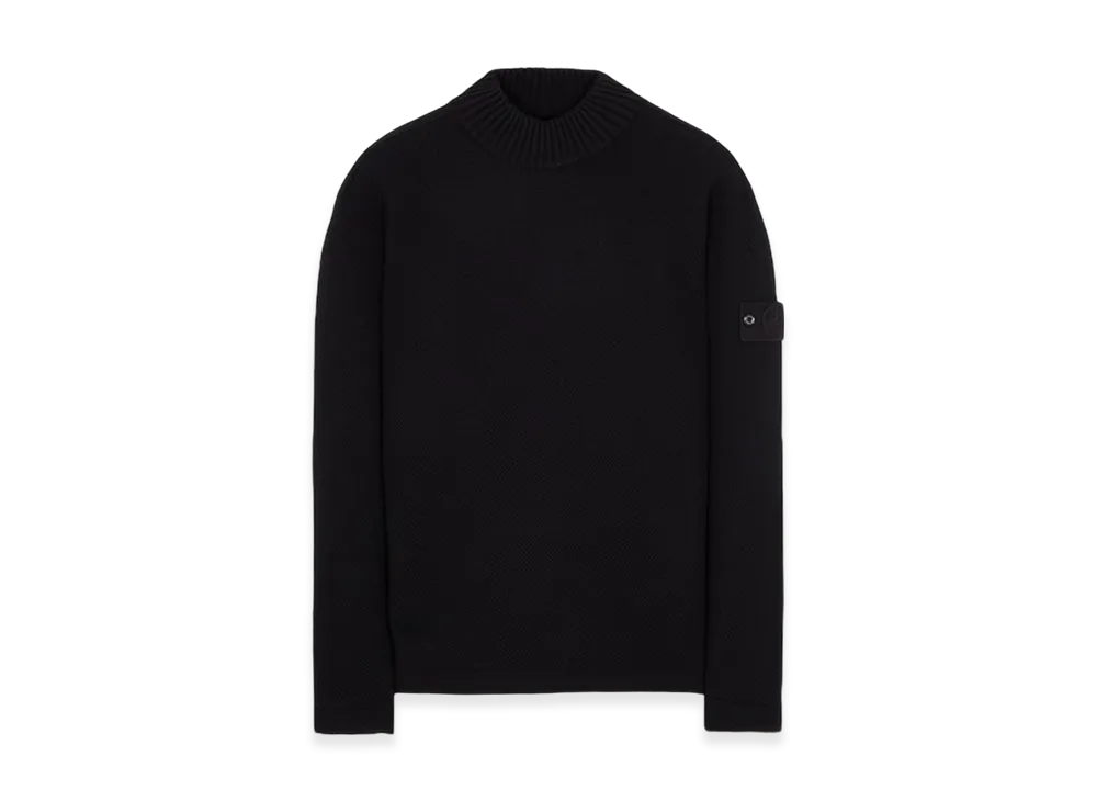 Stone Island 558FA Ghost Piece Geelong Wool Mock Neck Knit - 23FW "Black"