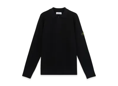 Stone Island 558A4 Stretch RWS Wool Zipper Details Knit Polo Shirt - 24FW "Black"