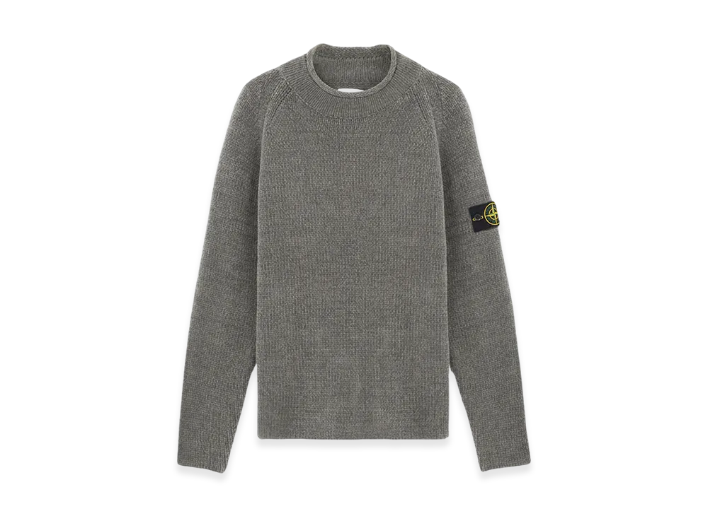 Stone Island 557A9 Cotton Chenille Loose Fit Mock Neck Sweater - 24FW "Green Grey"