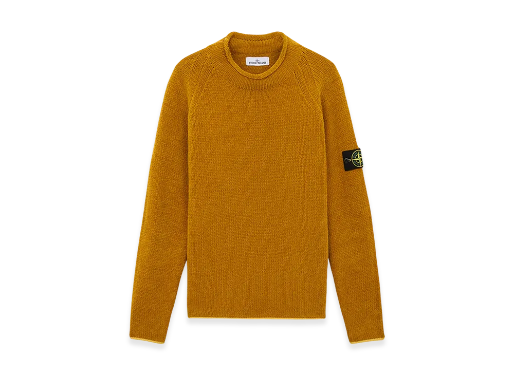 Stone Island 557A9 Cotton Chenille Loose Fit Mock Neck Sweater - 24FW "Mustard"
