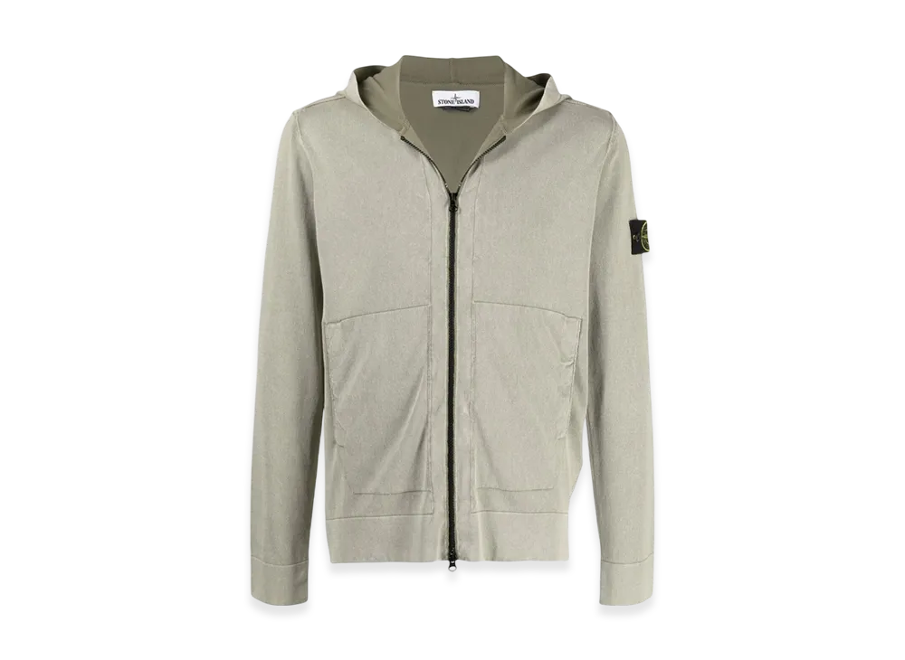 Stone Island 553D9 White Frost Treatment Hooded Knit Cardigan - 21SS "Olive Green"