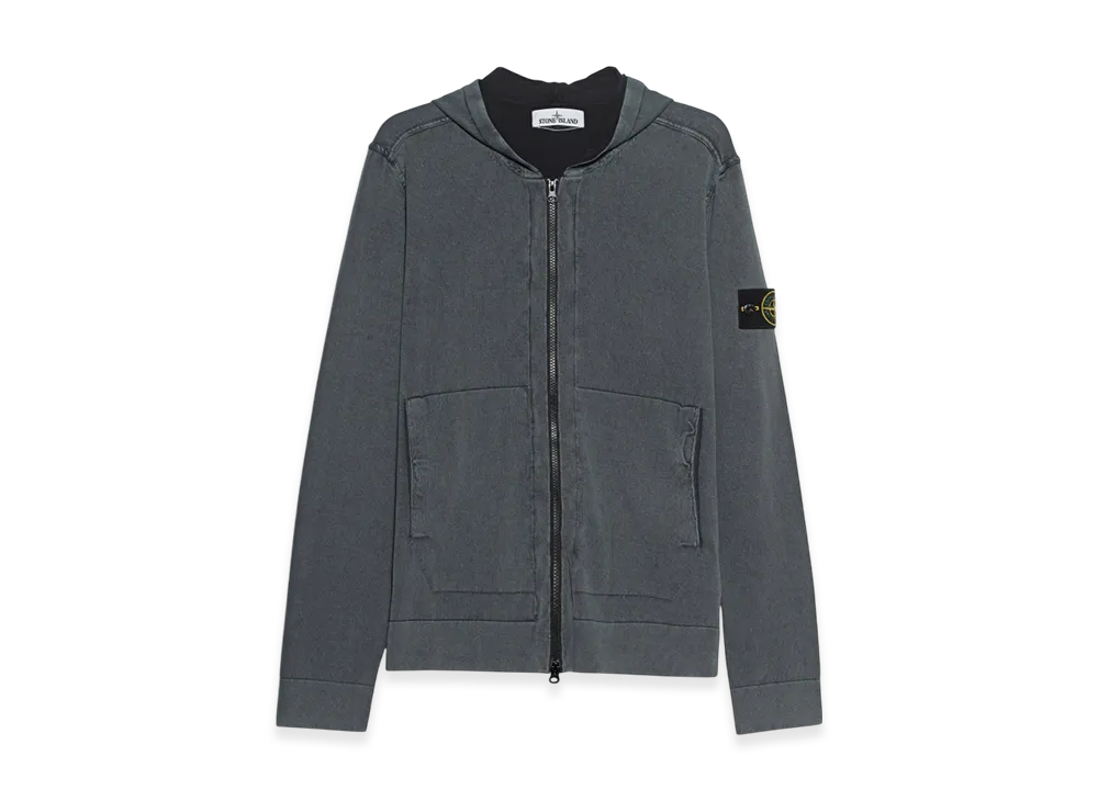 Stone Island 553D9 White Frost Treatment Hooded Knit Cardigan - 21SS "Black"