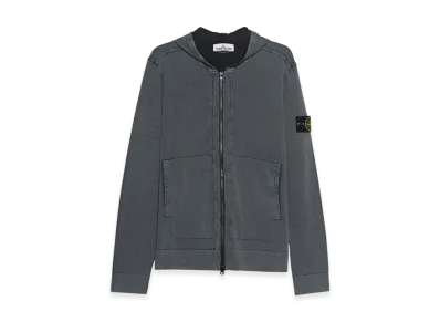 Stone Island 553D9 White Frost Treatment Hooded Knit Cardigan - 21SS "Black"