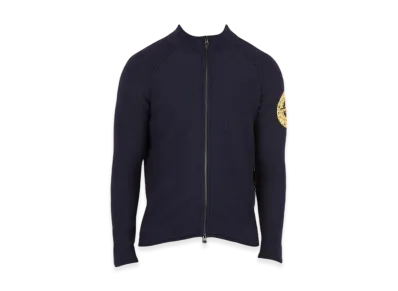 Stone Island 551A4 Lambswool Embroidered Full Zip Cardigan - 22FW "Navy Blue"
